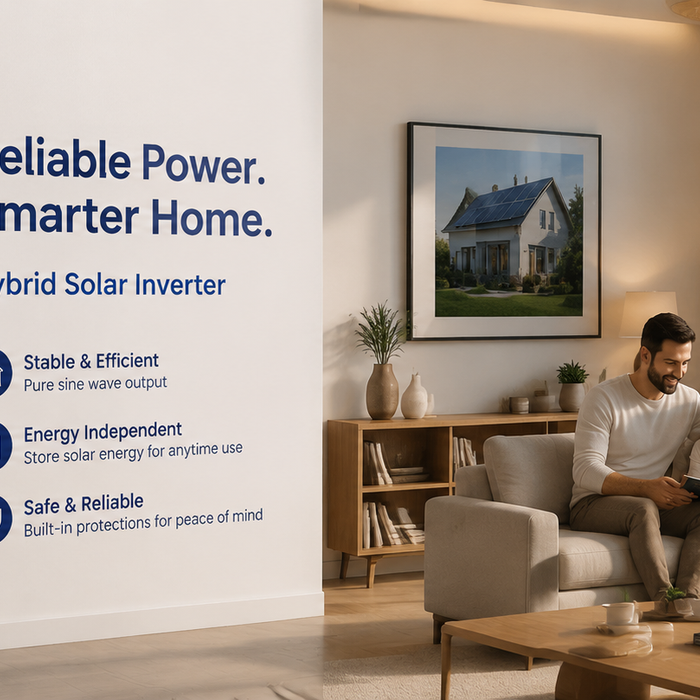 EASUN 11KW Hybrid Solar Inverter installed in a modern Australian home living room, showing family enjoying energy-efficient smart home power with solar panels outside