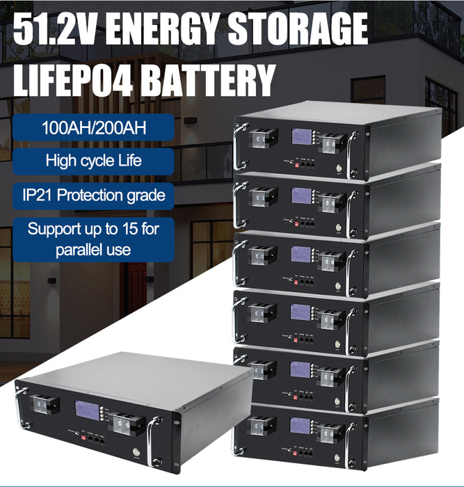 Easun 5000W LiFePO4Solar Rechargeable Battery 51.2V 100Ah CAN RS485 BMS Parallel