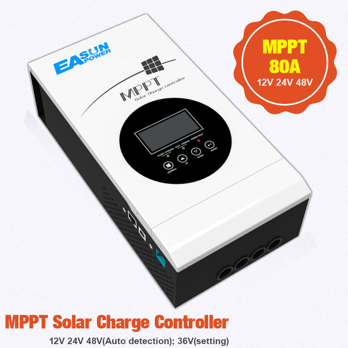 EASUN 80A 12V/24V/48V MPPT Solar Charge Controller with LCD