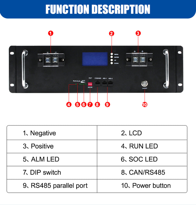 Easun 5000W LiFePO4Solar Rechargeable Battery 51.2V 100Ah CAN RS485 BMS Parallel