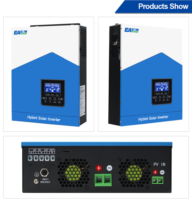 EASUN 2200W Off Grid Solar Inverter MPPT Pure Sine Wave Solar Charger LCD RS232