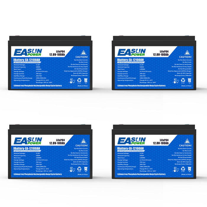 Easun Power 12V 100Ah LiFePO4 Solar Battery for Caravan, RV & Off-Grid Power