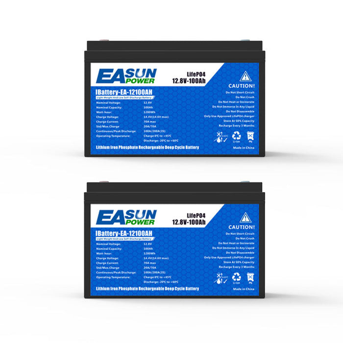 Easun Power 12V 100Ah LiFePO4 Solar Battery for Caravan, RV & Off-Grid Power