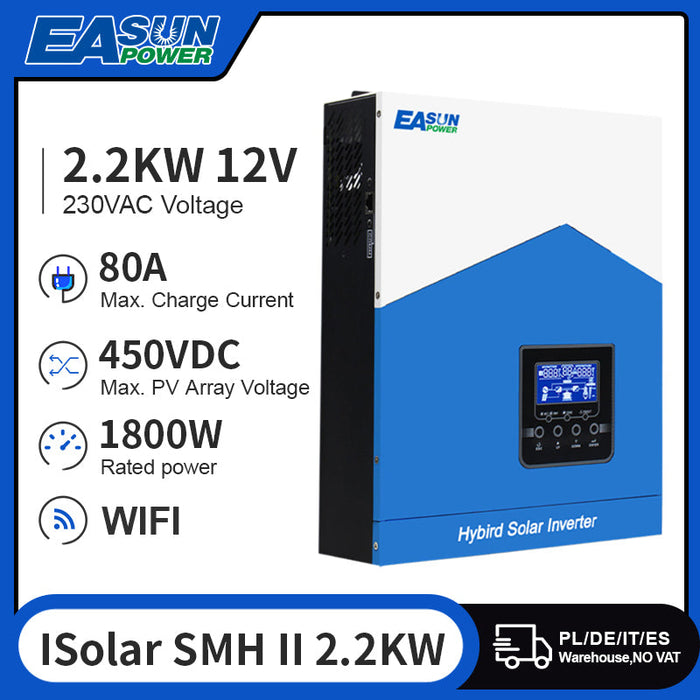 EASUN POWER 2.2KW Solar Inverter 12V 220V Hybrid Inverter 80A MPPT Solar Charger