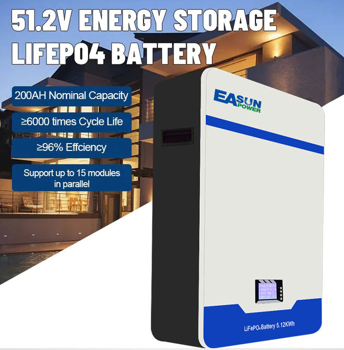 10.24kWh 200Ah Solar LiFePO4 Storage Battery Pack 51.2V BMS CAN RS485 6000+Cycle