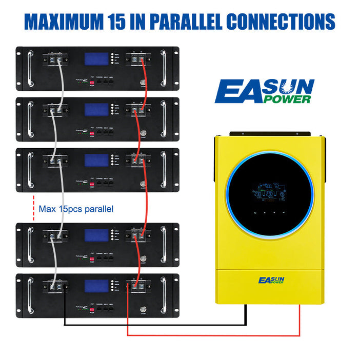 Easun Power 51.2V 100Ah 6000+ Cycle 5kwh Solar Pack 10 Years Lifespan