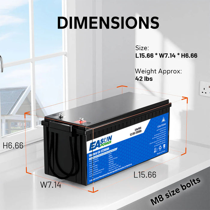 [0% Vat] Easun Power 12.8V 200AH LiFePO4 Battery Pack Grand