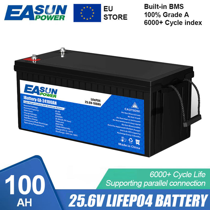[0% Vat] Easun Power 25.6V 100AH Lithium Energy Storage Battery for Solar Power System