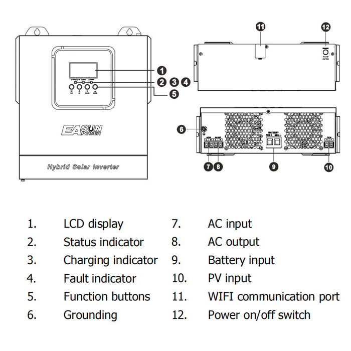 EasunPower 3.2KW 4KW Solar INVERTER 100A MPPT With WiFi