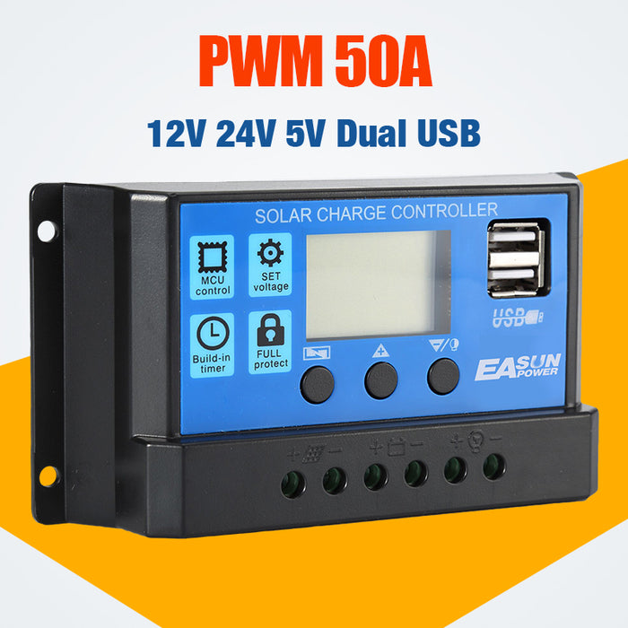 EASUN 10A-60A 12V/24V PWM Solar Charge Controller